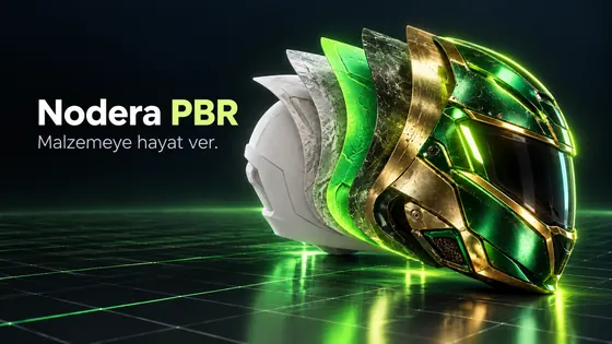 Nodera PBR: katman katman malzeme kaplanan kask